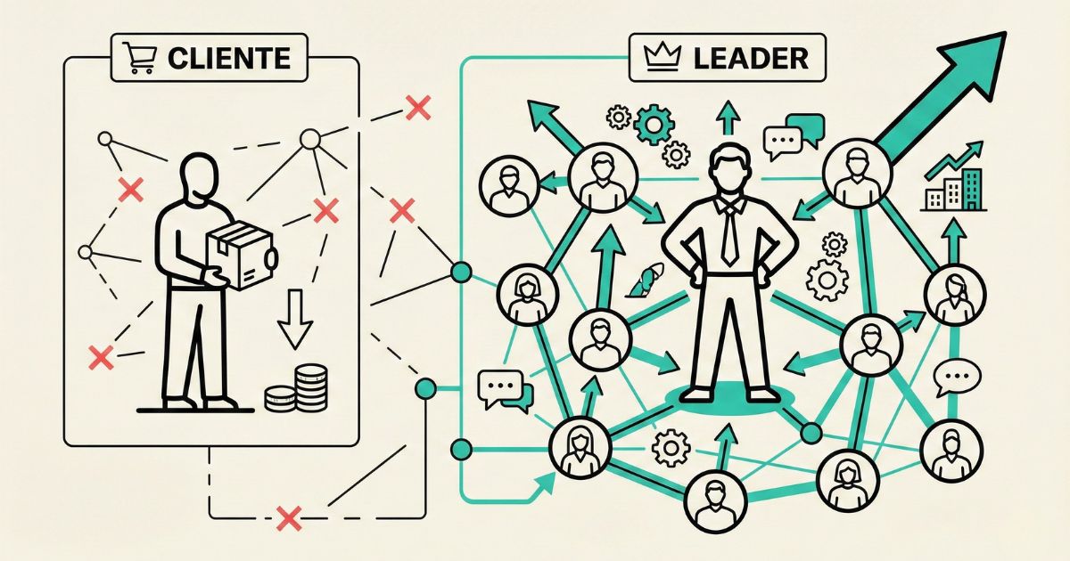 Cliente vs Leader nel network marketing - Illustrazione